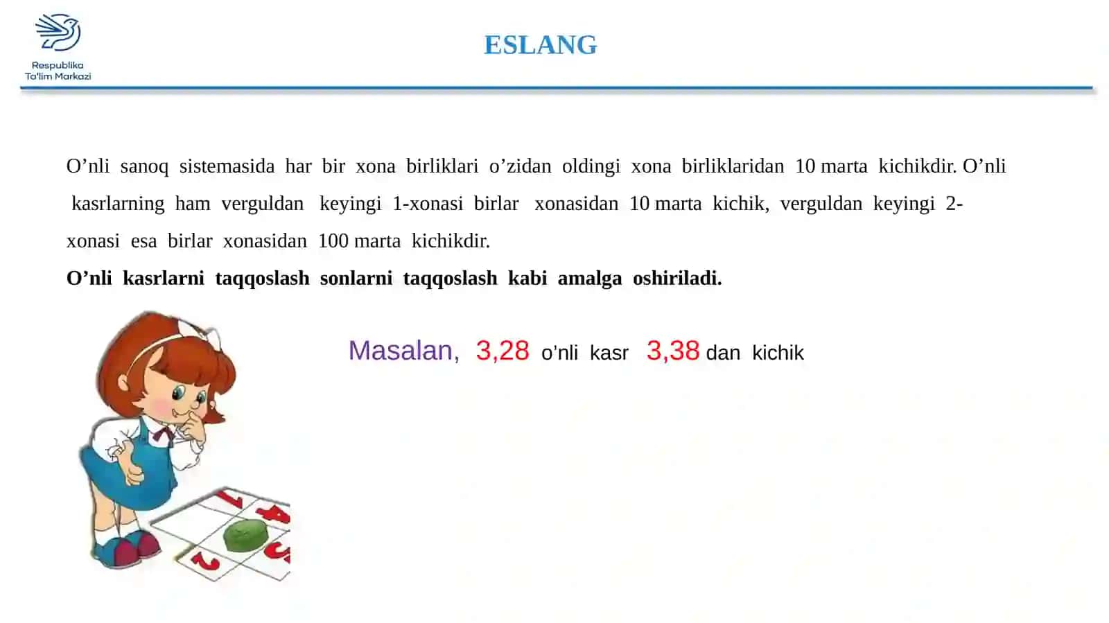3-sinf Matematika Taqqoslash va tartiblash 3