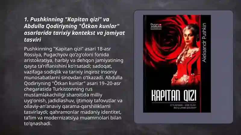 Pushkinning "Kapitan qizi" va Abdulla Qodiriyning "Õtkan kunlar" asarlari tahlili 3