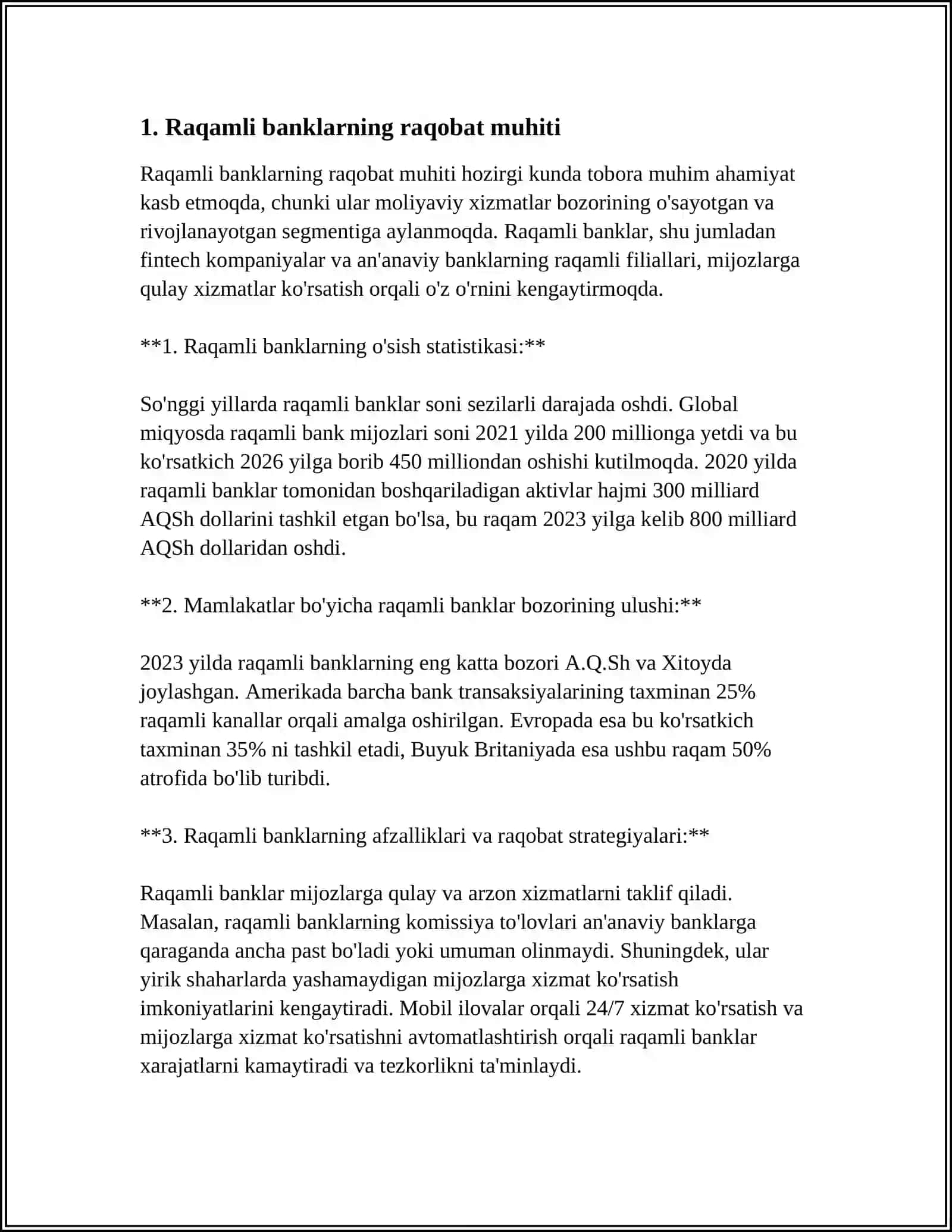 RAQAMLI BANK BOZORIDAGI MUVAFFAQIYATSIZLIKLAR VA SAMARADORLIK 3