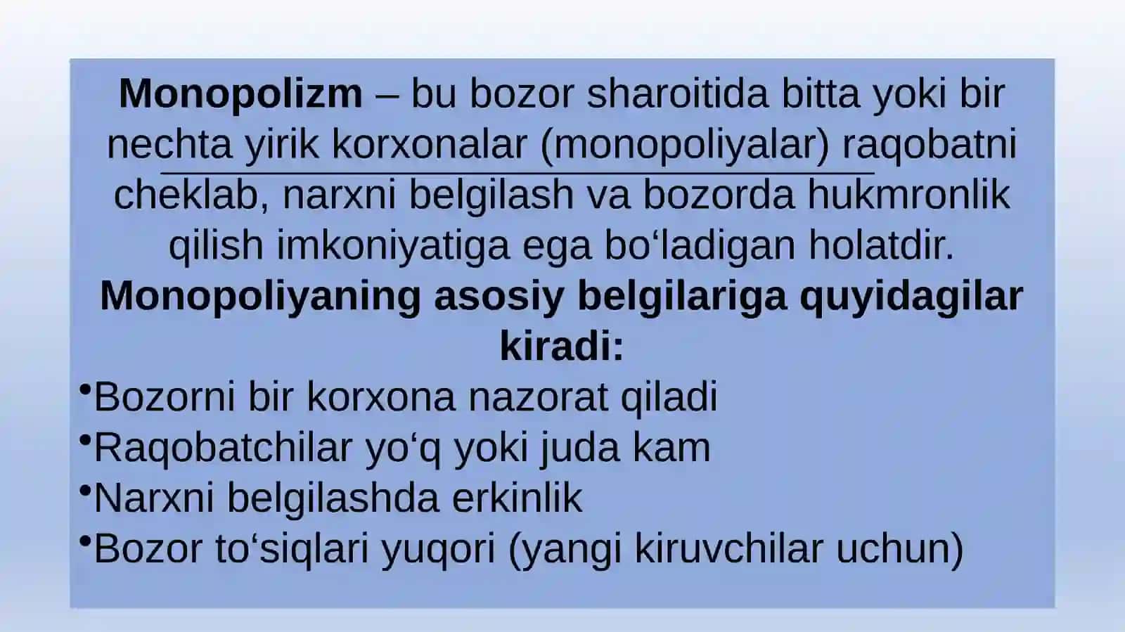 Iqtisodiyotda monopolizmga qarshi siyosat va raqobatni rivojlantirishda davlatning roli-2 3