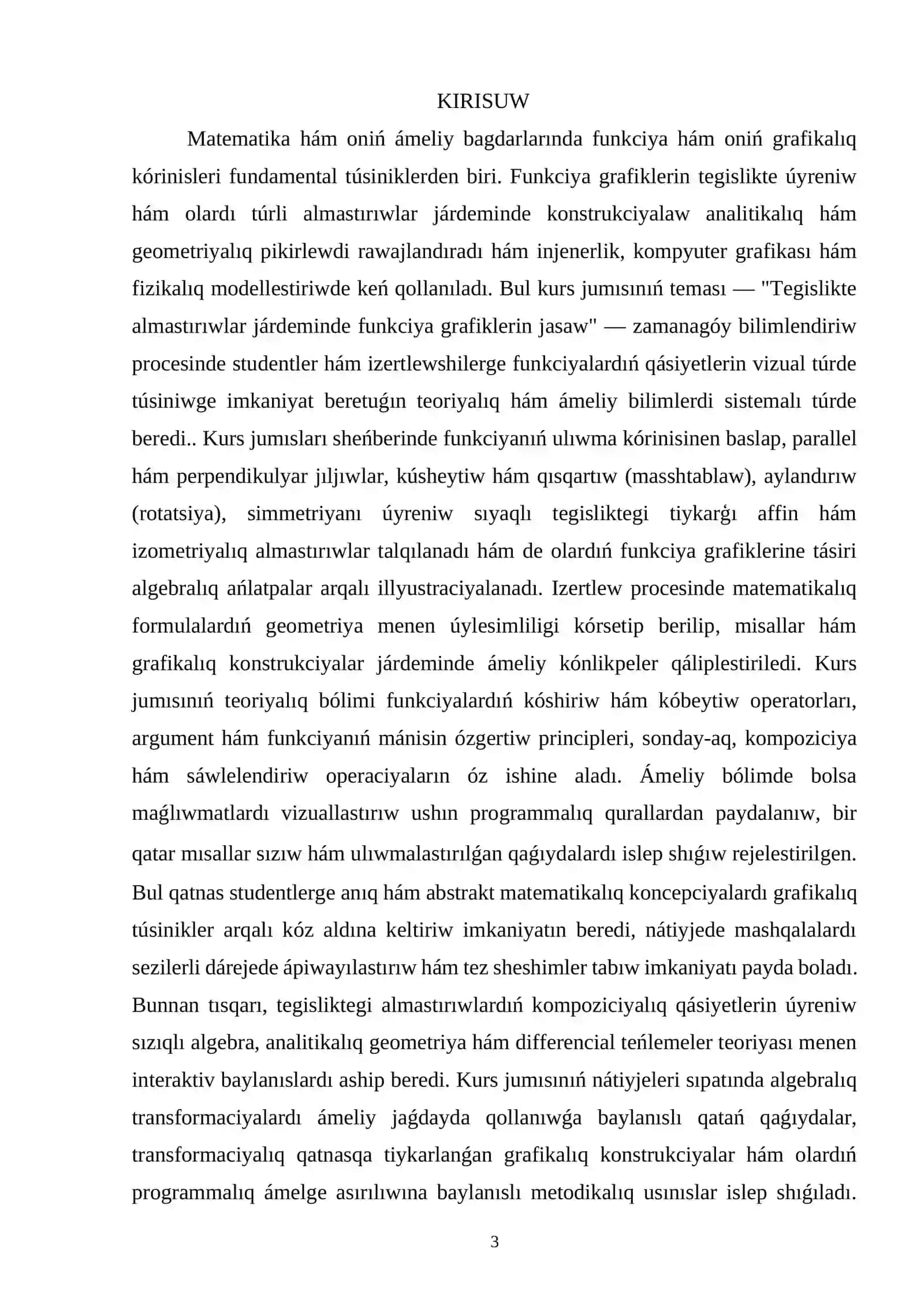 TEKISLIKDA ALMASHTIRISHLAR YORDAMIDA FUNKSIYA GRAFIKLARINI YASASH 3