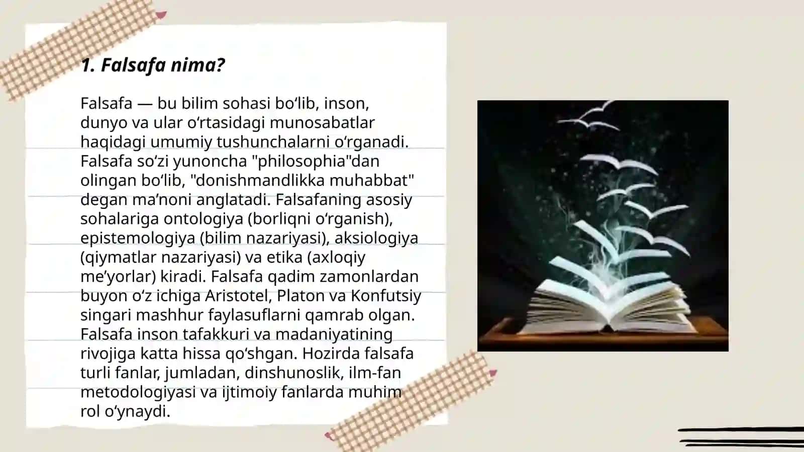Falsafaning mohiyatiga oid Sharq va G'arb mutafakkirlari ta'riflarini tasniflash 3