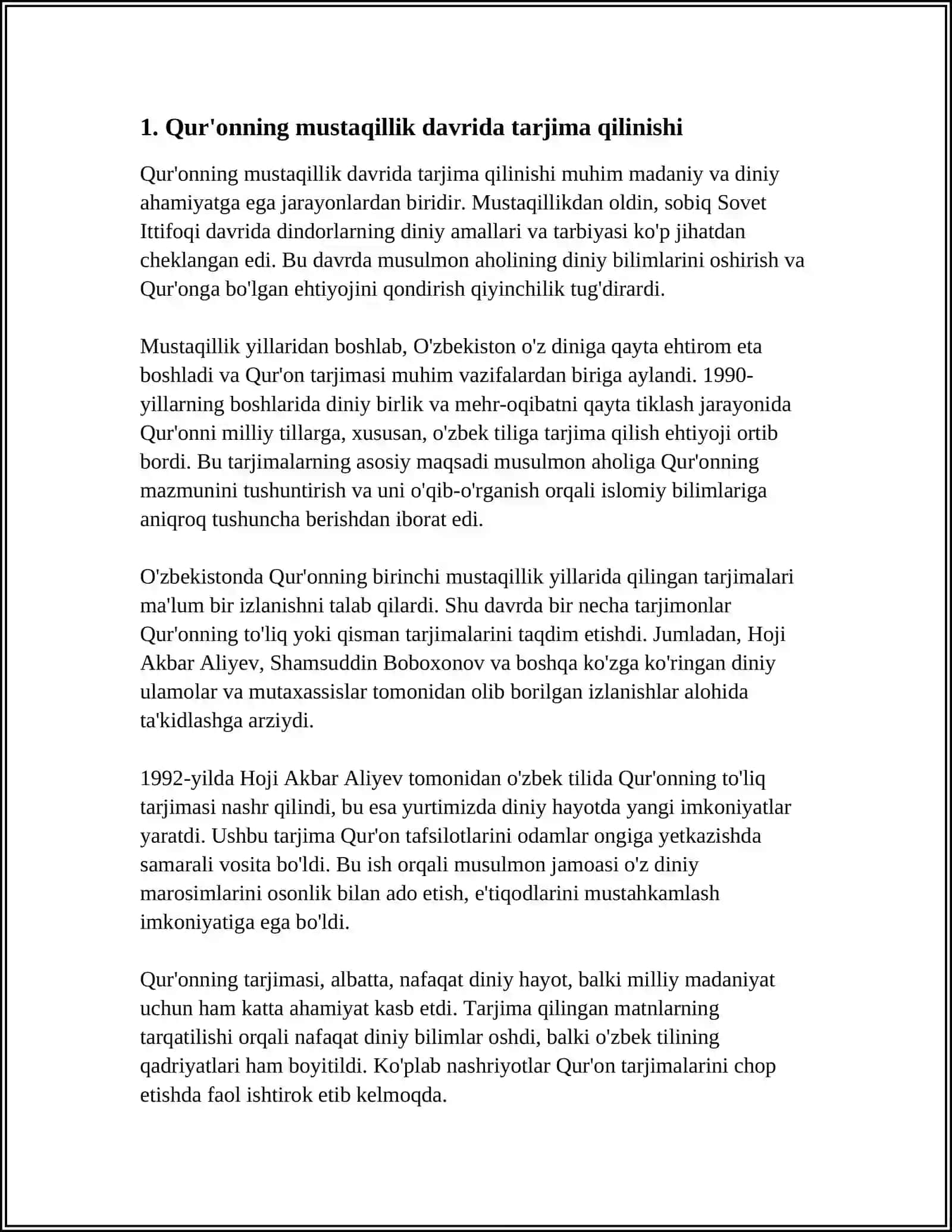 Qur'onning O'zbek Tiliga Tarjima Qilinishi va Tushintirilishi 3