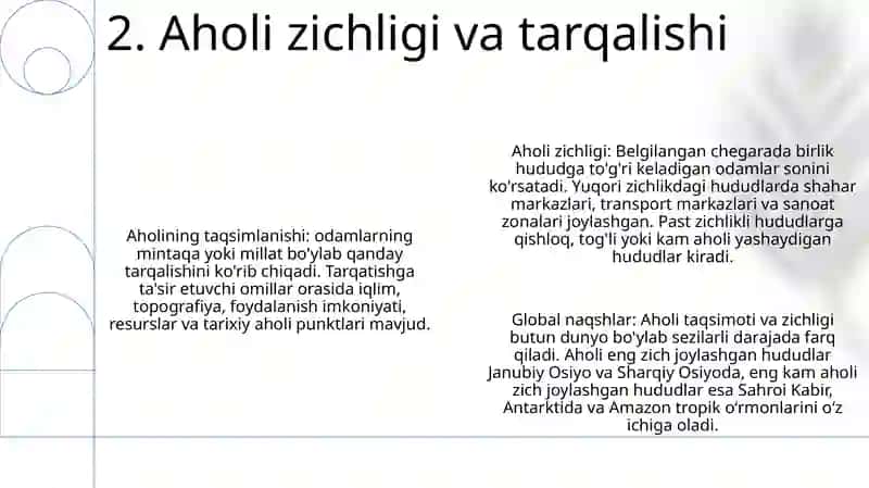 Aholi Geografiyasi Taqdimot 3