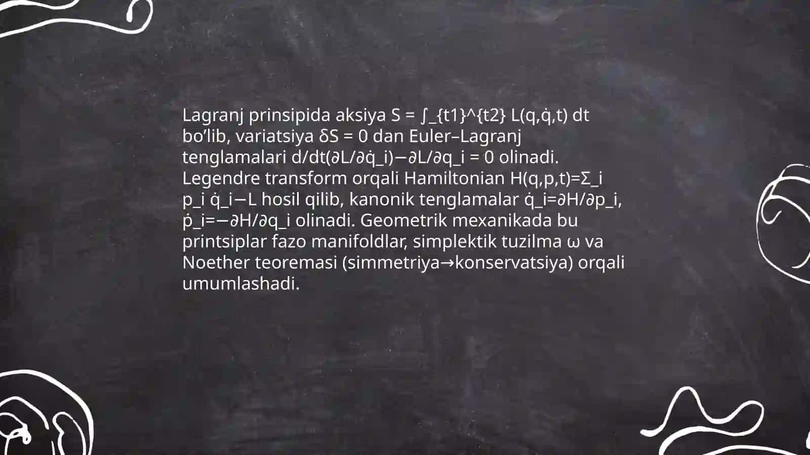Ekstremmumallar nazaryasining geometrik mexanika va fizika masalalariga tadbiqlari 3