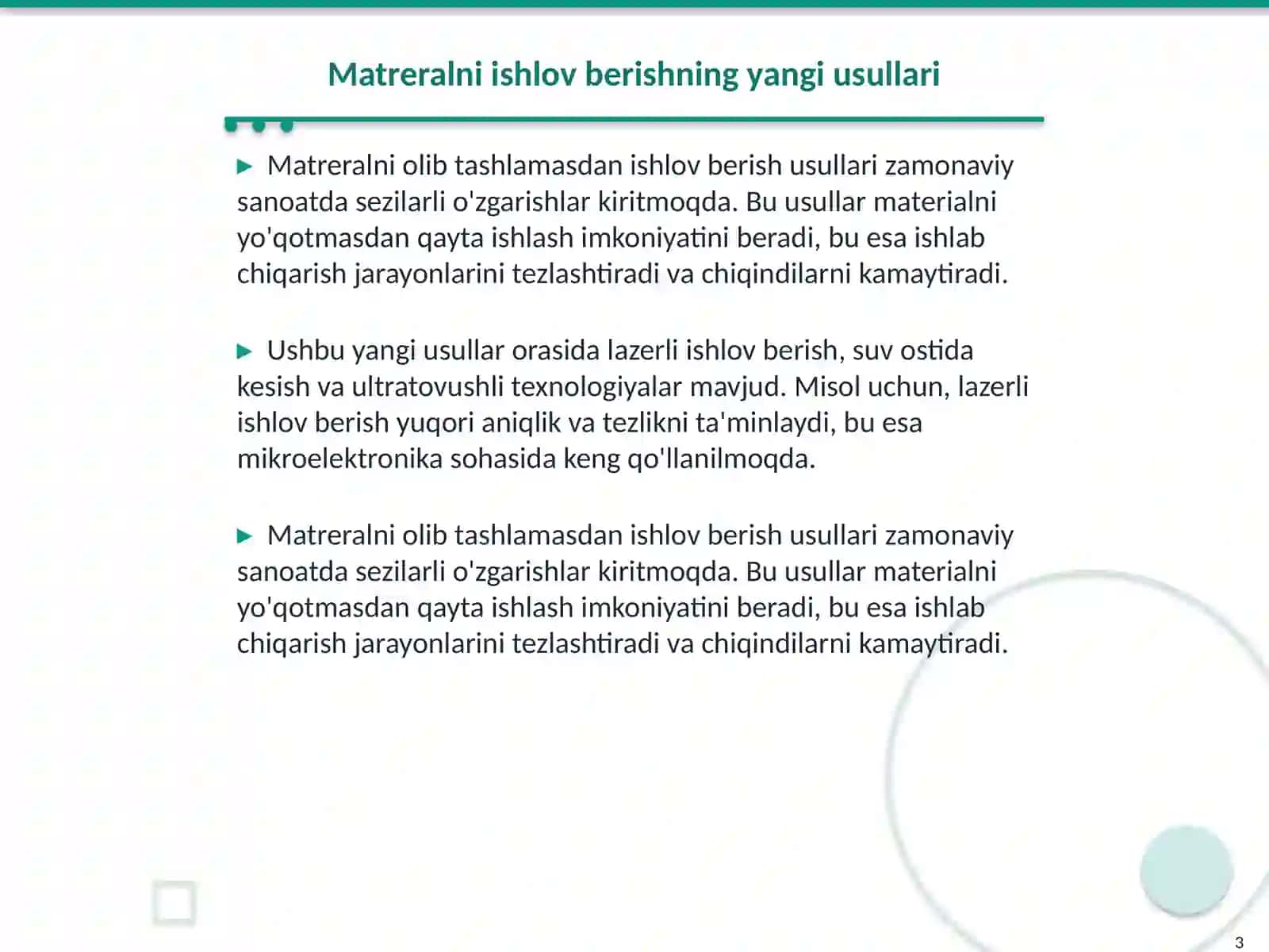 Matreralni olib tashlamasdan ishlov berish usullari 3