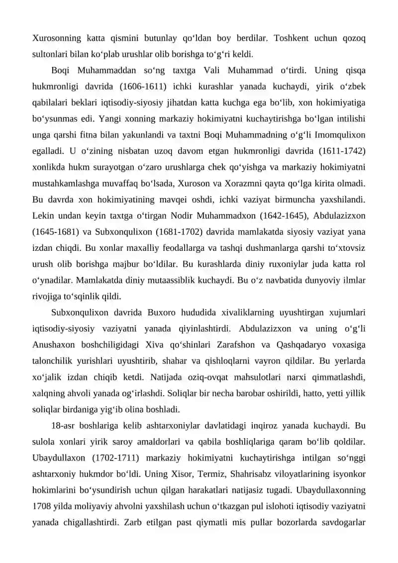 Buxoro xonligi XVI -XIX asrning birinchi asrlarida 3
