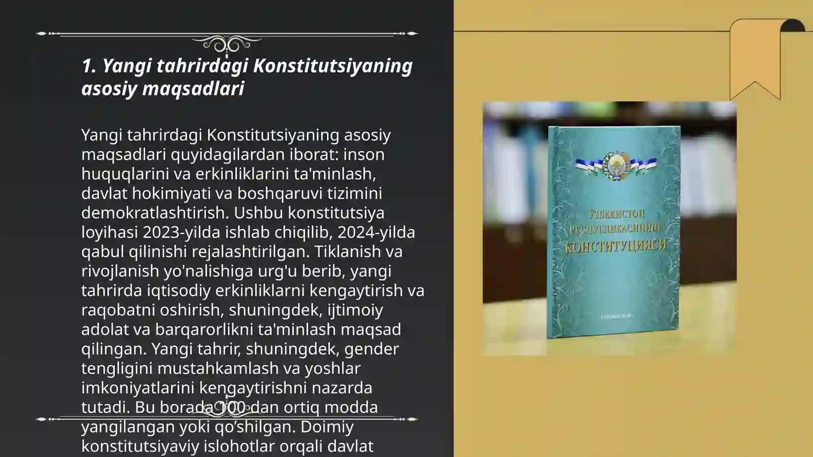 Yangi tahrirdagi Oʻzbekiston Respublikasi Konstitutsiyasining qabul qilinishi 3