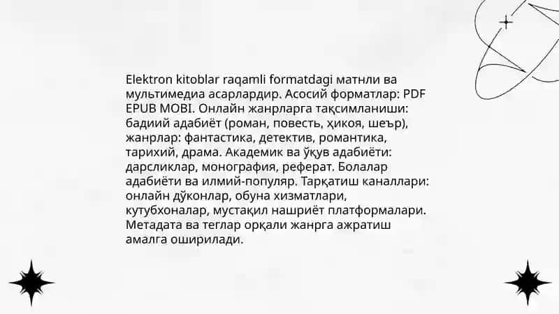 Elektron kitoblar va ularning onlayn janrlarga taqsimlanishi 3