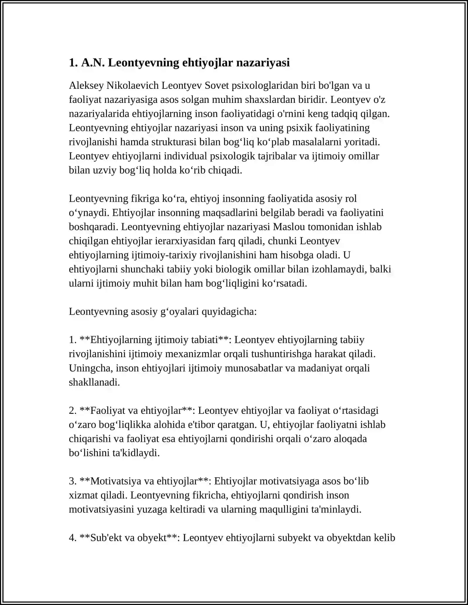 A.N.LEONTEVNING KONSEPSIYASIDA EHTIYOJLAR VA MOTIVLAR 3