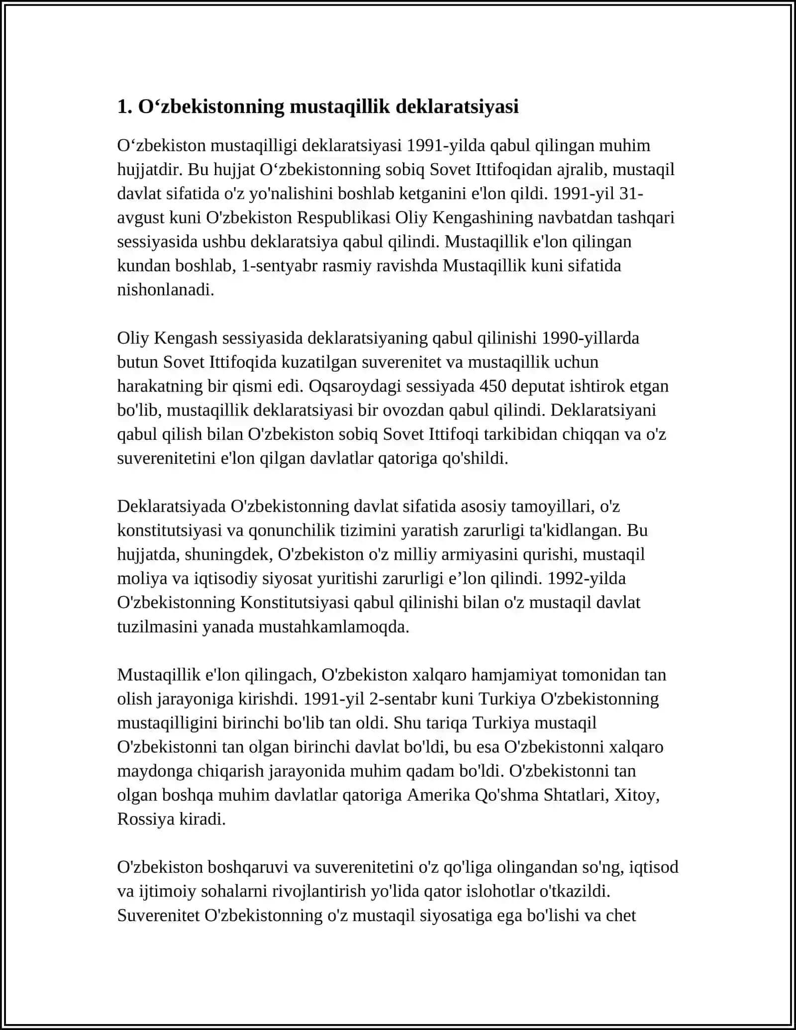 OʻZBEKISTON RESPUBLIKASI DAVLAT MUSTAQILLIGINING UMUM XALQ TOMONIDAN MAQULLANISHI 3