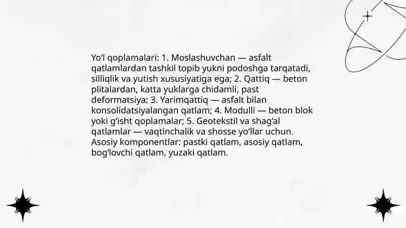 Yo'l qoplamalari va ularning turlari 3