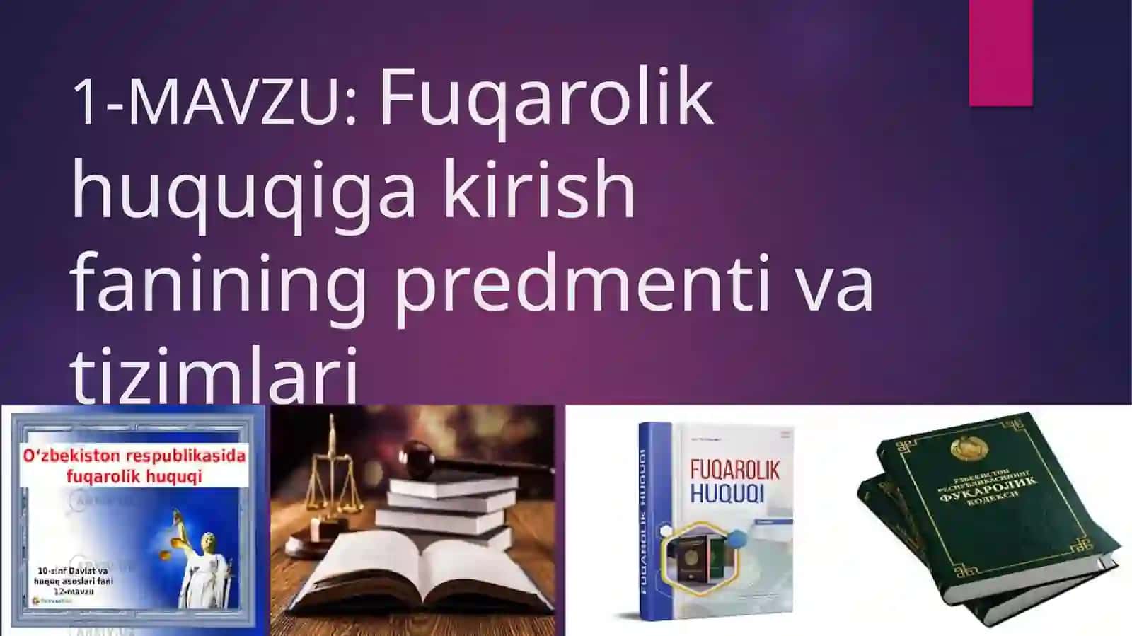 Fuqarolik Huquqiga Kirishfan O’qituvchisi: Akmalyo’ldashevich625 –guruh talabasi Norboyeva Madina Sadaddinovna 3