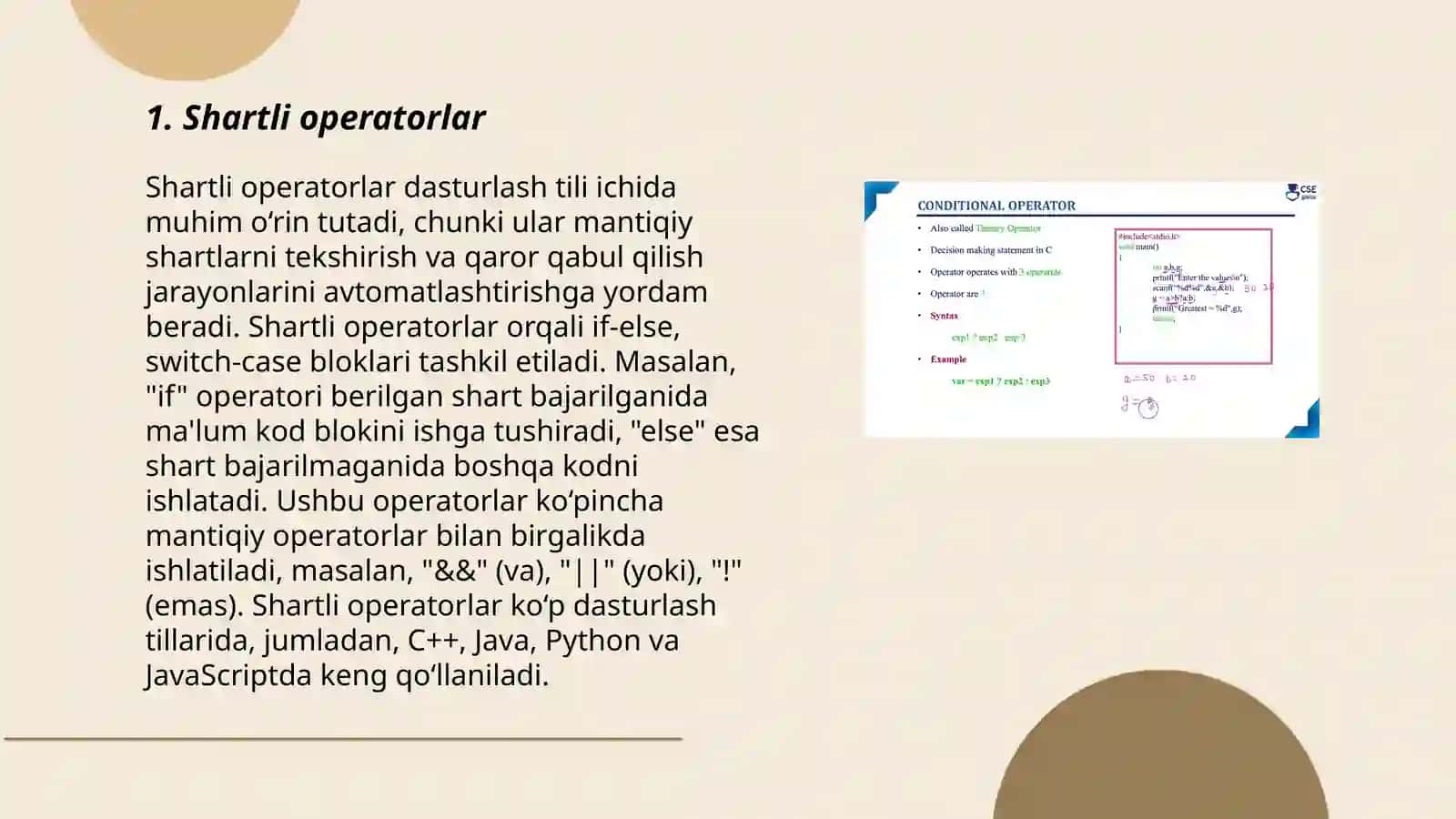 Shartli operatorlar 3