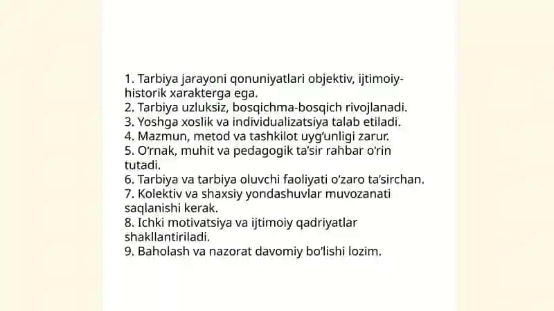 Tarbiya jarayonining qonuniyatlari 3