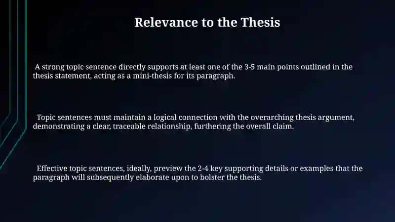Features of topic sentance 3