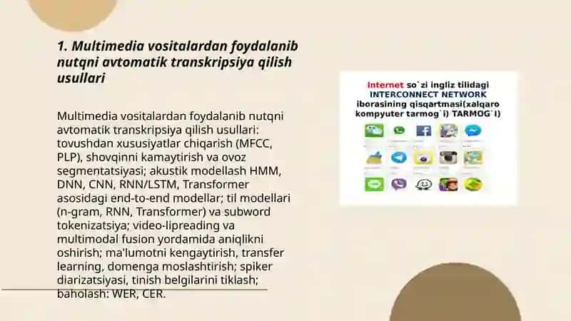 Multimedia vositalardan foydalanib nutqni avtomatik transkripsiya qilish usullari 3