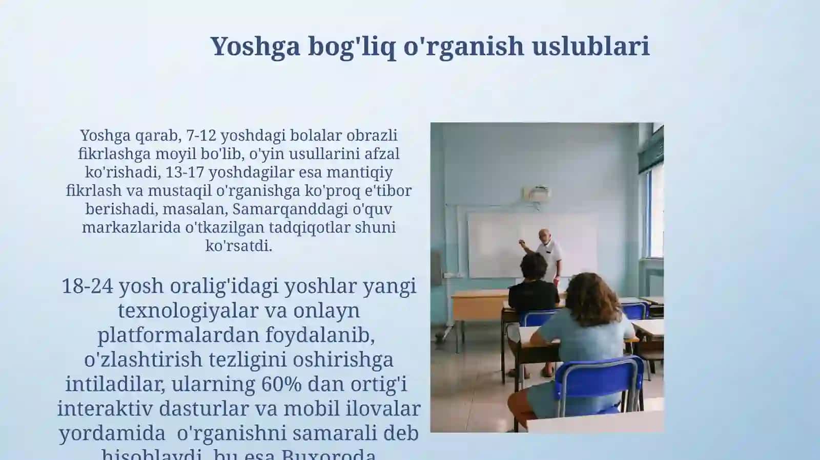 Chet tilini ôrganishda yosh xususiyatlari tenglash malakasini oshirish matn va matn turlari 3