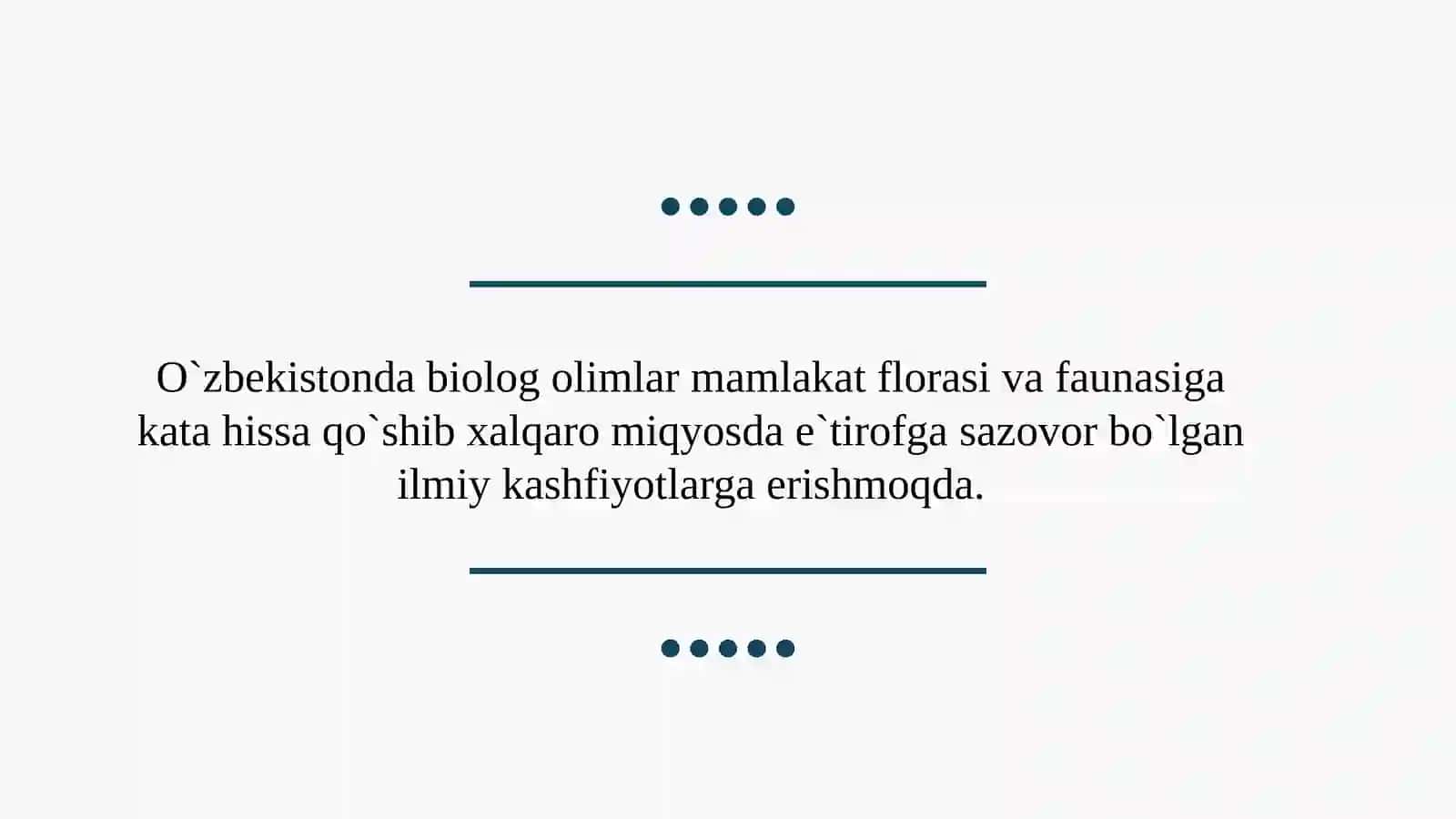 O`zbekistonning biolog olimlari dunyoni go`hida 3