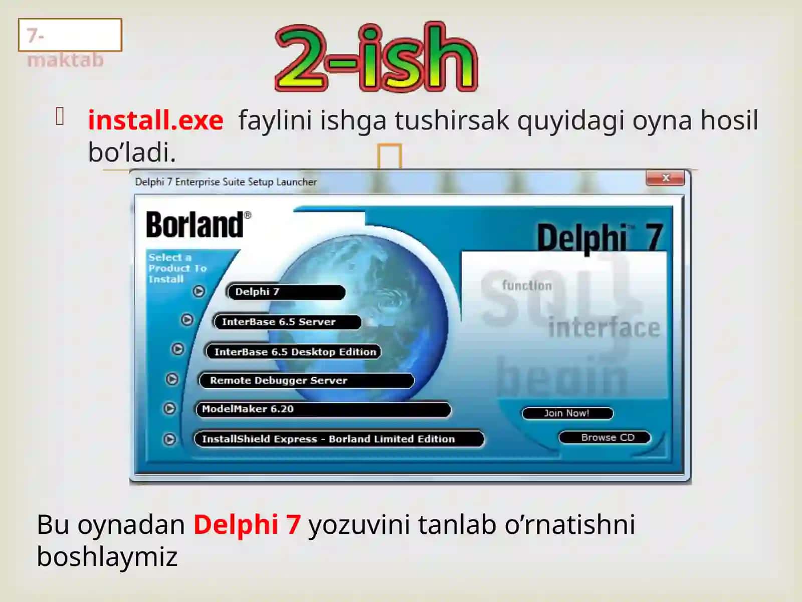 Delphi 7 ta'lim dasturi 3