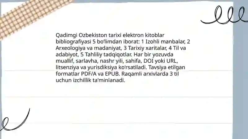 Ozbekiston tarixining turli davrlariga oid elektron kitoblar bibliografiyasini shakllantirish 3