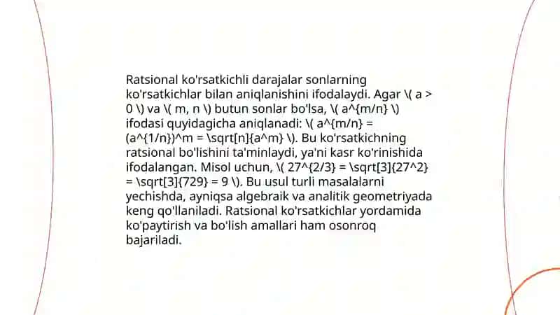 Ratsional ko'ratkichli daraja va uning xossalari 3