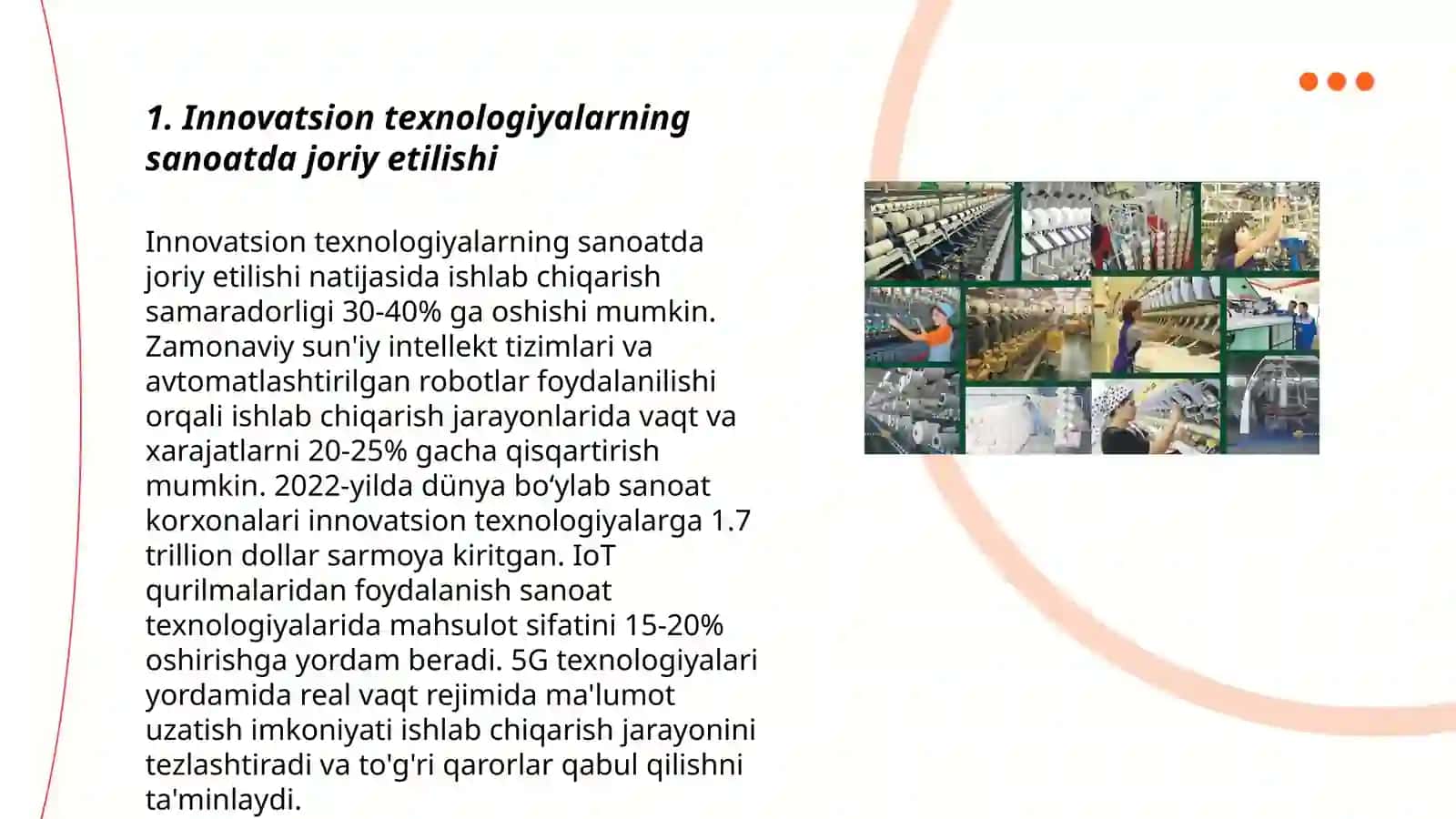 Sanoat sektorida innovatsiyalar va texnologiyalarning ahamiyati 3