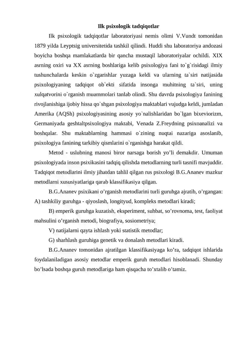 INSON FAOLIYATI MAHSULINI TAHLIL QILISH PSIXOLOGIYANING METODLARI SIFATIDA 3