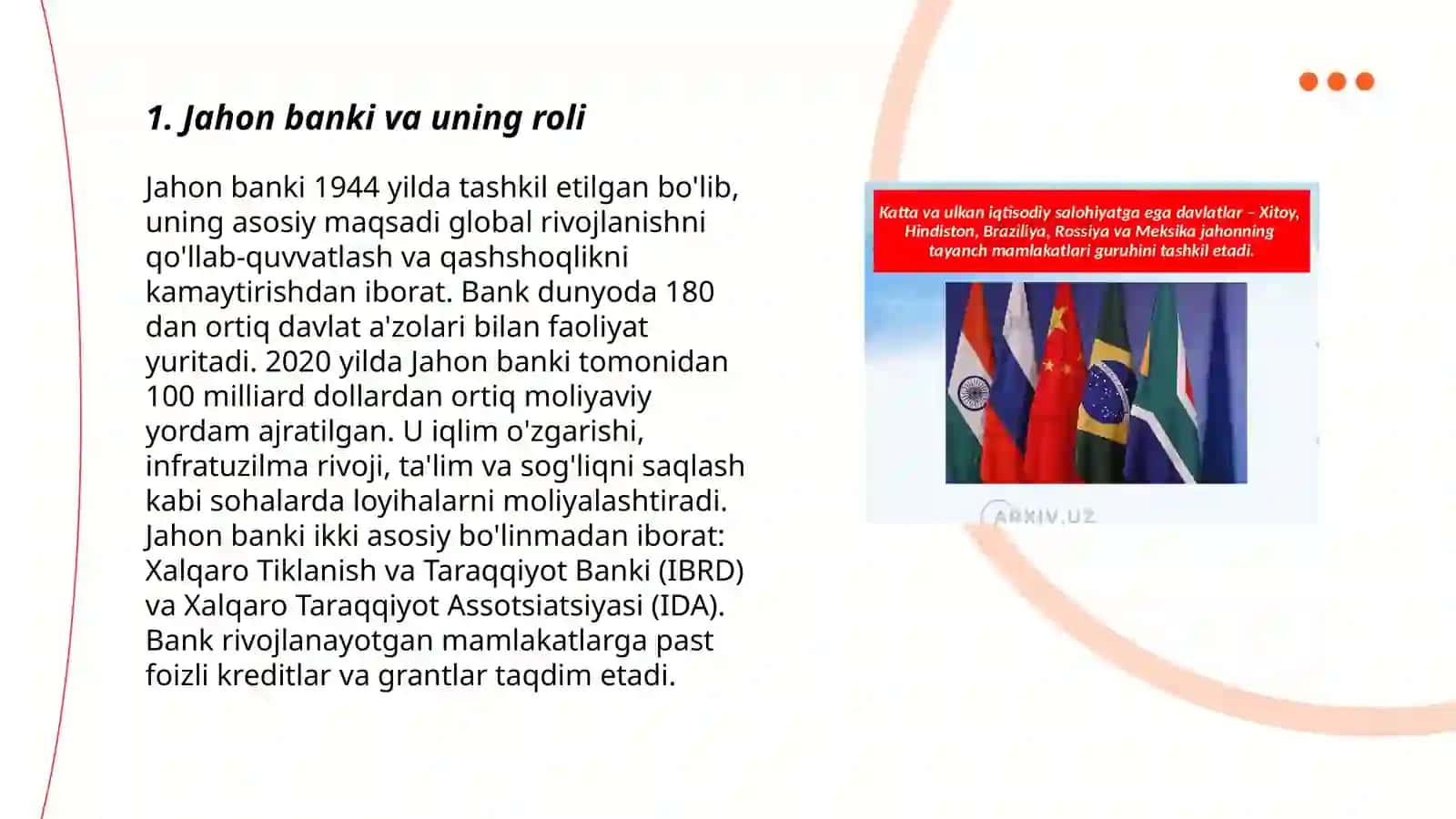 Jahonning yirik iqtisodiy tashkilotlari va ularning roli 3