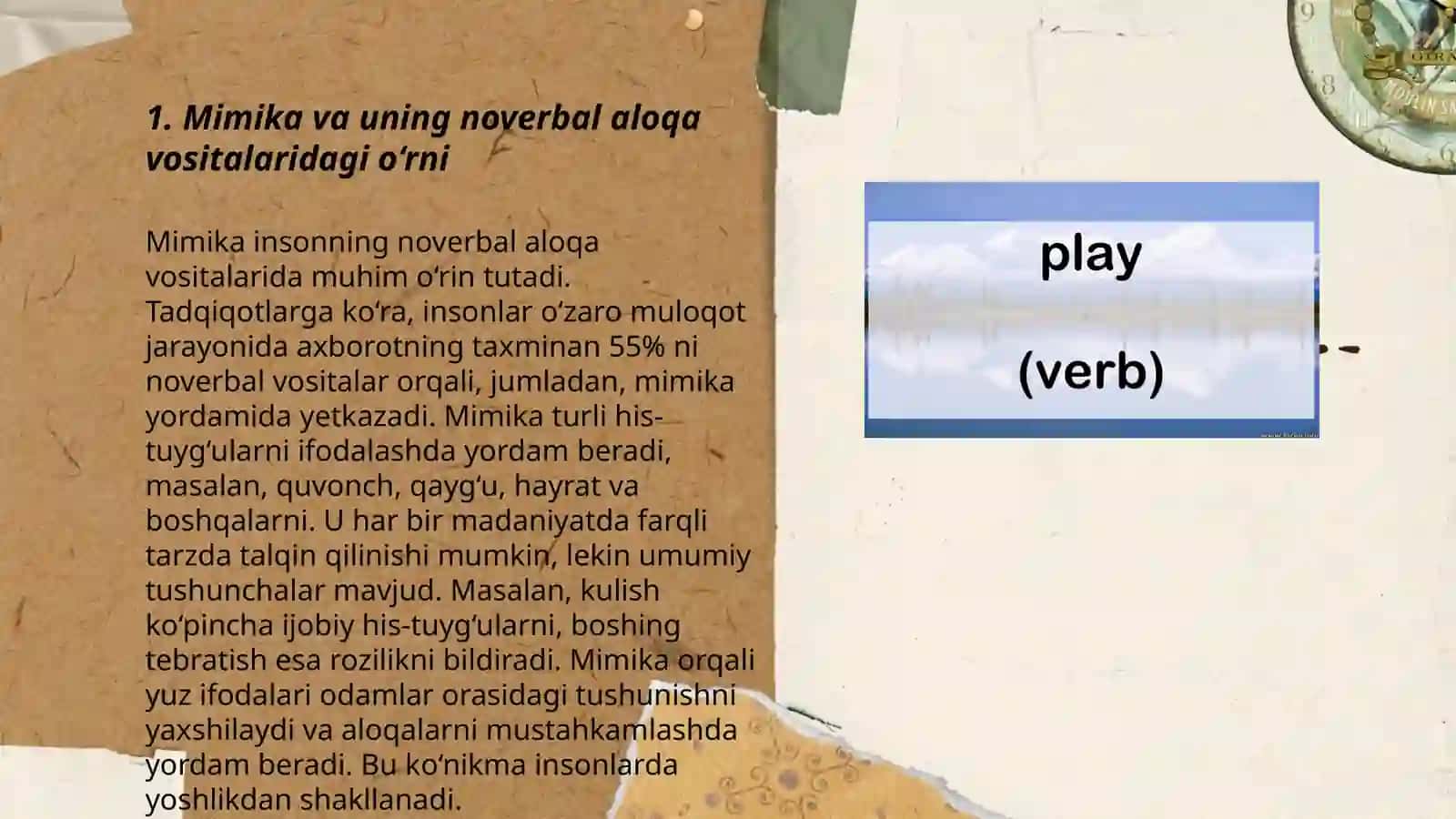 Noverbal aloqa vositalari.Mimika, pantamimika,poza 3