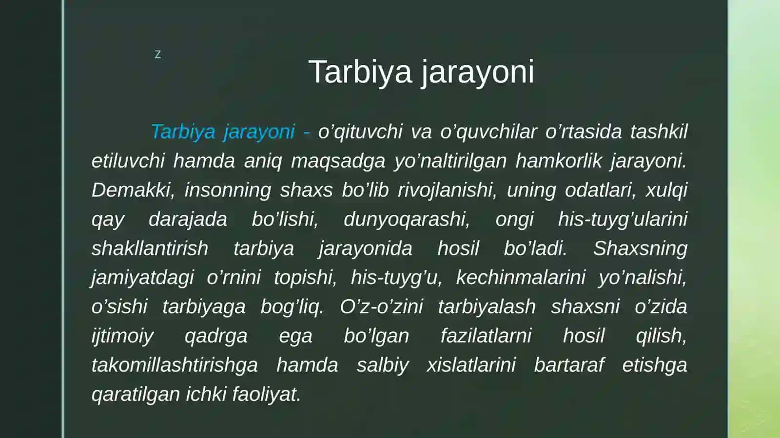 BOSHLANG’ICH TA’LIMDATARBIYA JARAYONINING MAZMUNI 3