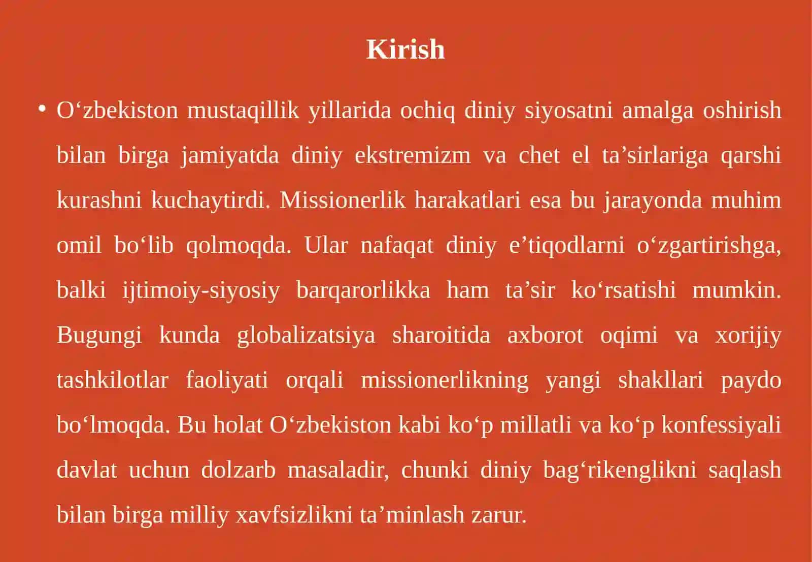 O‘zbekistonda faoliyati kuzatilgan missionerlik harakatlari va ular faoliyatining oqibatlari 3