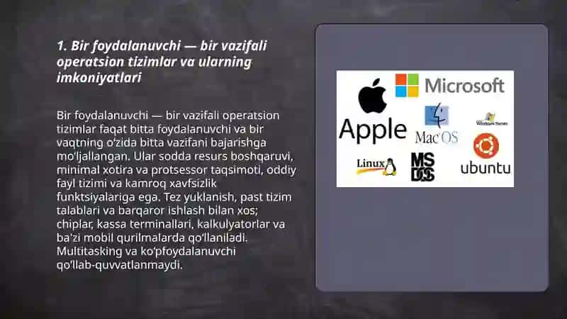 Operatsion tizimlar turlari va ularning imkoniyatlari 3
