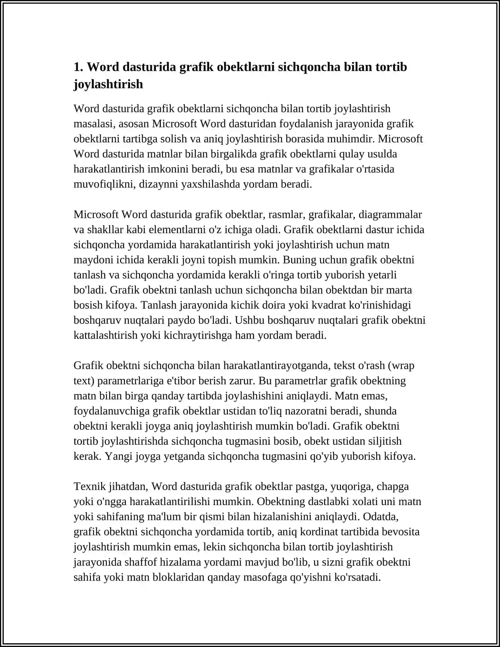 WORD DASTURIDA GRAFIK OBEKTLAR UTKAZISH 3