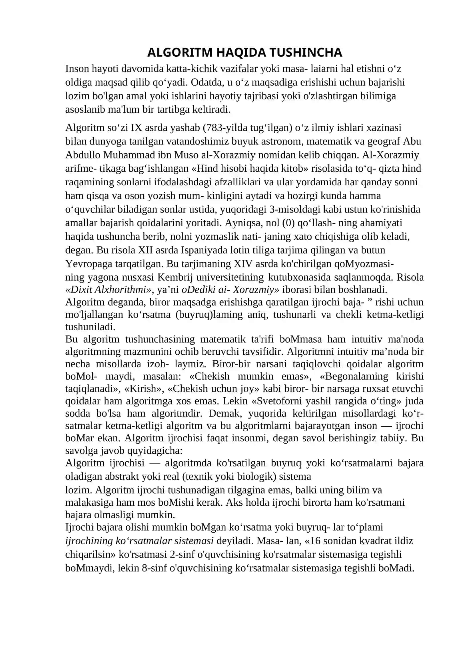 ICHMA ICH JOYLASHGAN SIKLLAR. ALGORITMLARNI TAHLIL QILISH VA LOYIHALASH 3