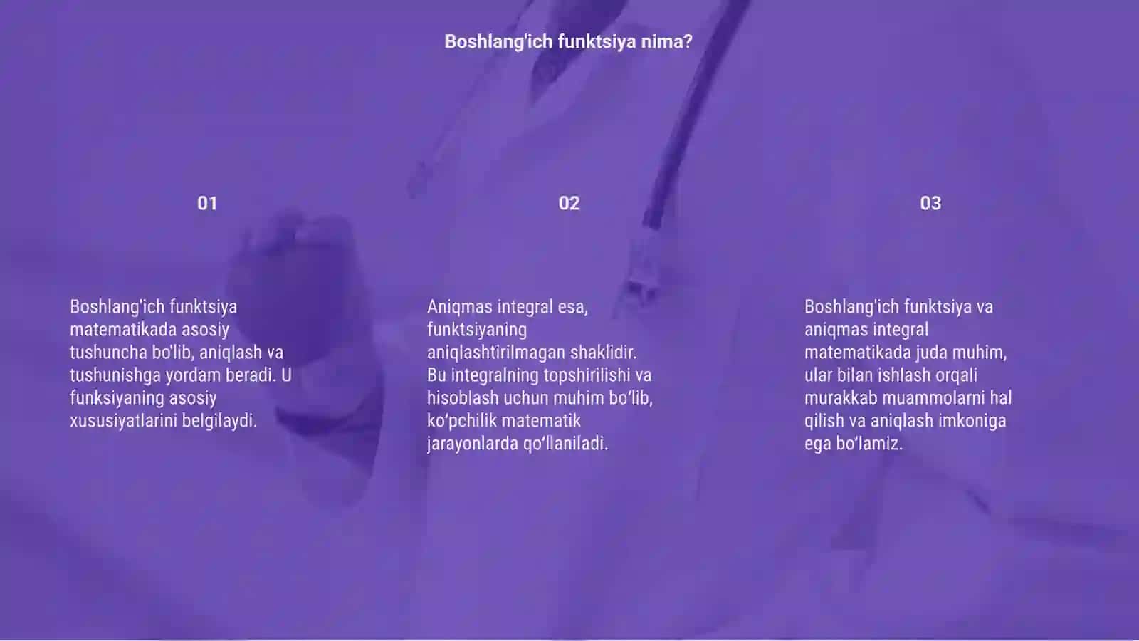 Boshlang'ich funktsiya. Aniqmas integral 3