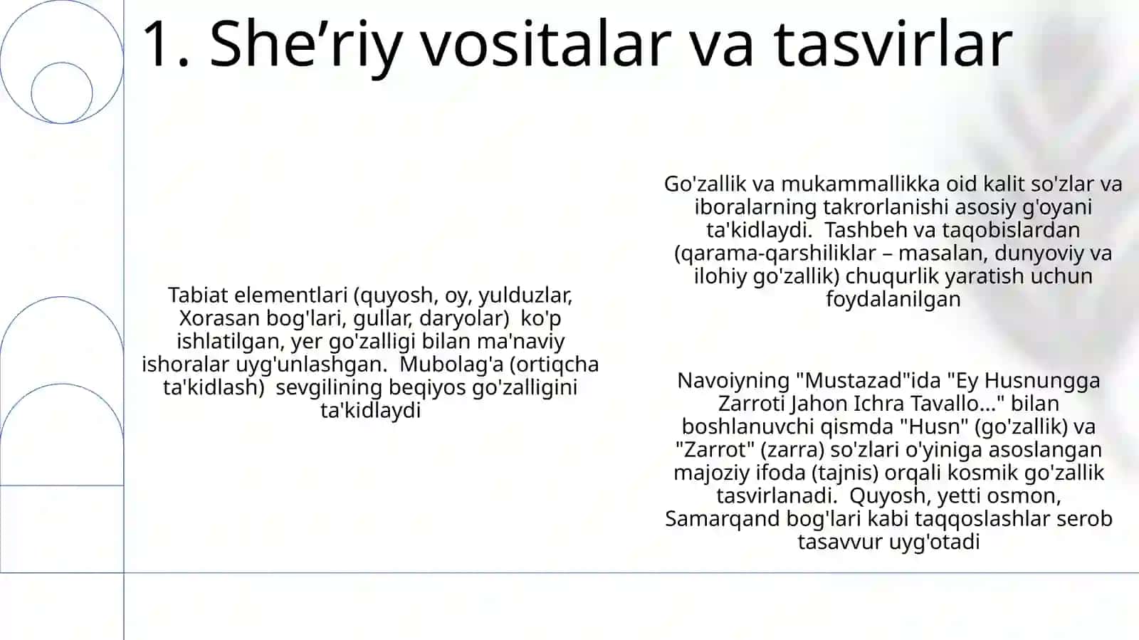 Navoiyning "Ey husnungga zarroti jahon ichra tavallo.." mustazodini tahlili 3