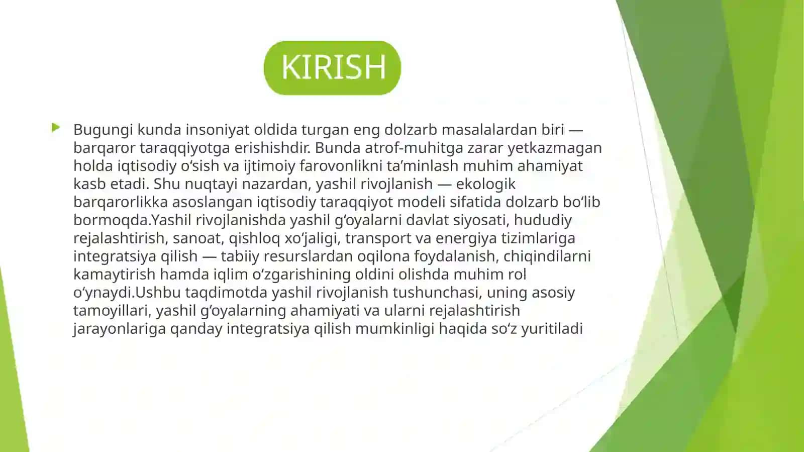 Yashil rivojlanishni rejalashtirishda yashil g'oyalarni integratsiyasi 3
