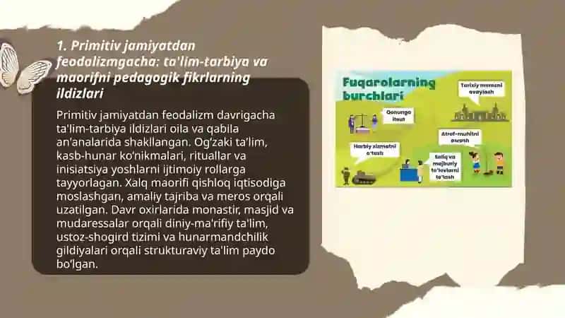 Primitiv jamiyatdan feodalizmgacha: ta'lim-tarbiya va maorifni pedagogik fikrlarning ildizlari 3