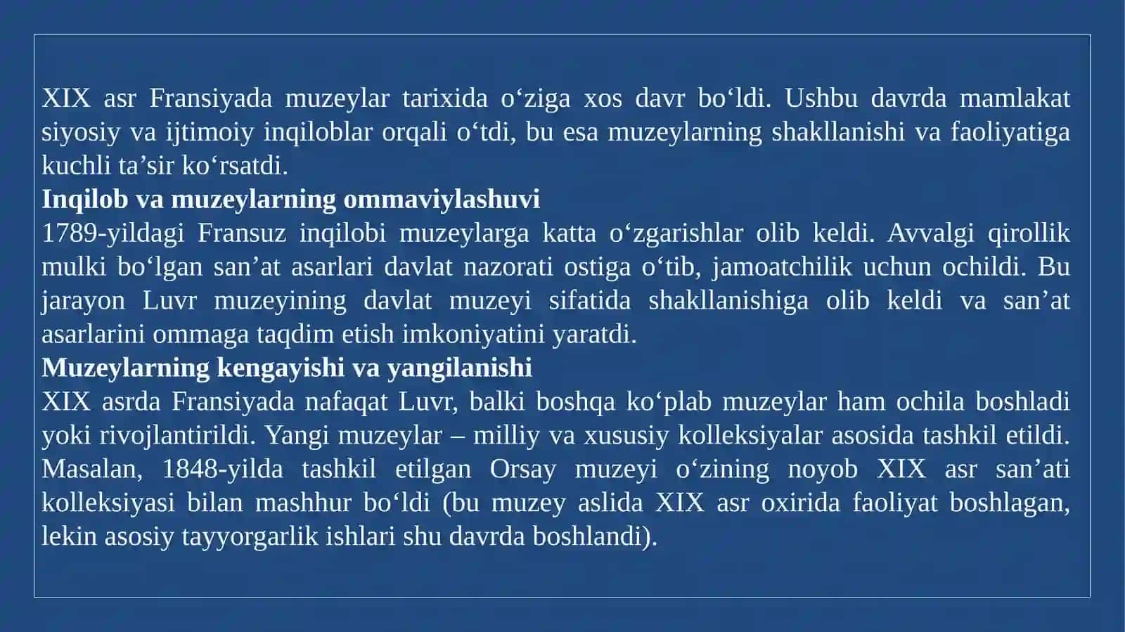 XIX asrda Fransiya muzeylari taraqqiyoti 3