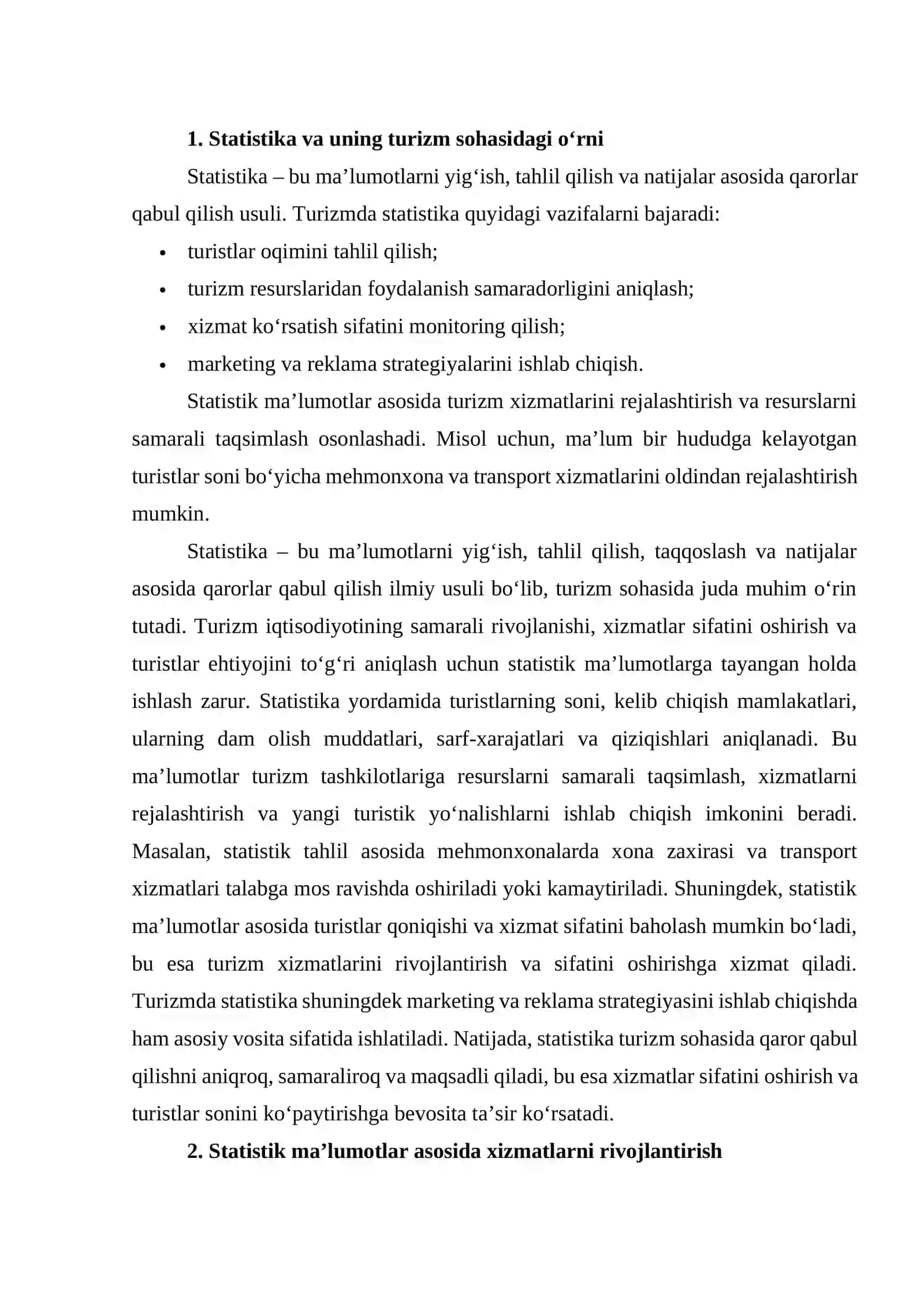 TURIZMDA STATISTIKANI O‘RNI VA XIZMATLARNI OSHISHIGA TASIRI 3