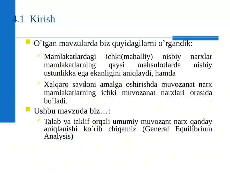Talab va Taklif egri chiziqlari, hamda Savdo Shartlari 3