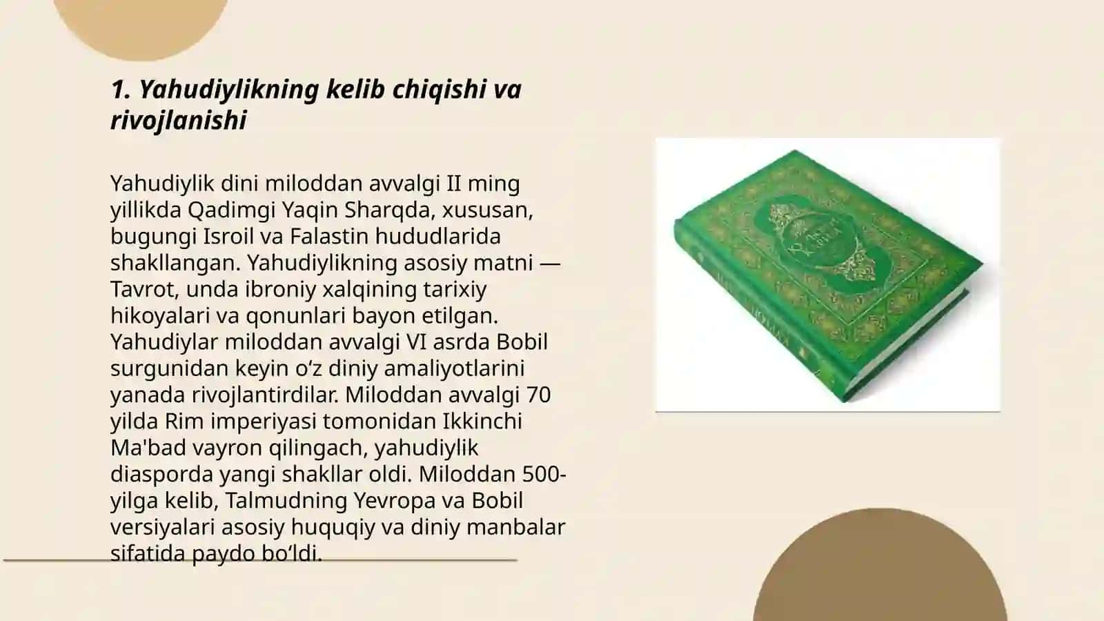 Yahudiylik taʼlimoti va muqaddas kitobi 3