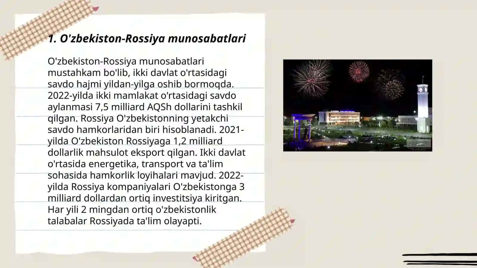 O'zbekiston va jahon hamjamiyati o'zbekiston qaysi davlarlar bn hamkorligi 3