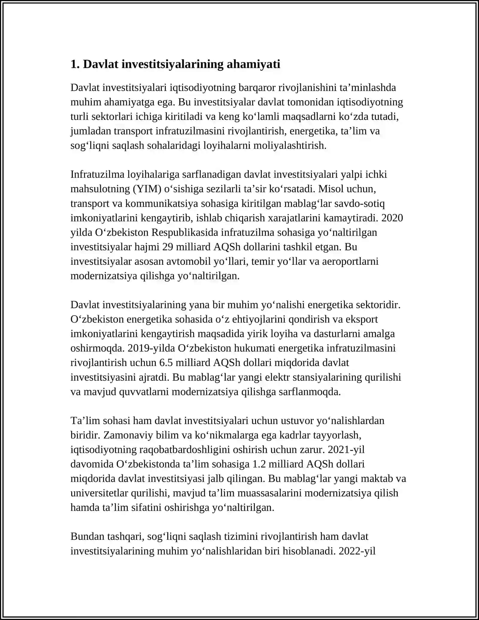 DAVLAT INVESTITSIYASI - IGTISODIY O'SISH KAFOLATI 3