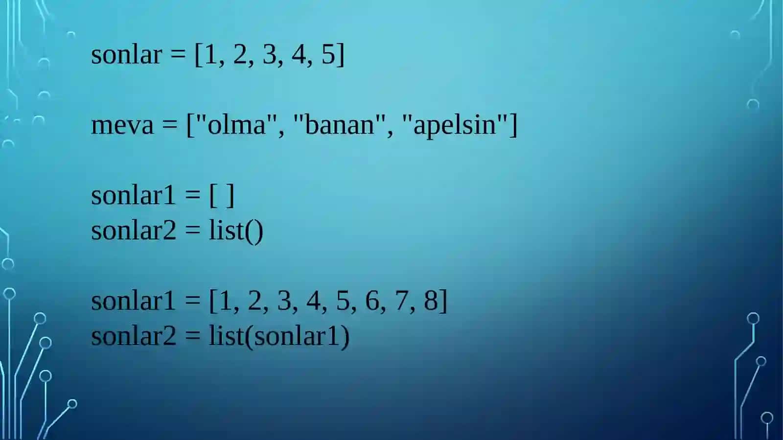 Pythonda ro‘yxatlar va kortejlar bilan ishlash 3