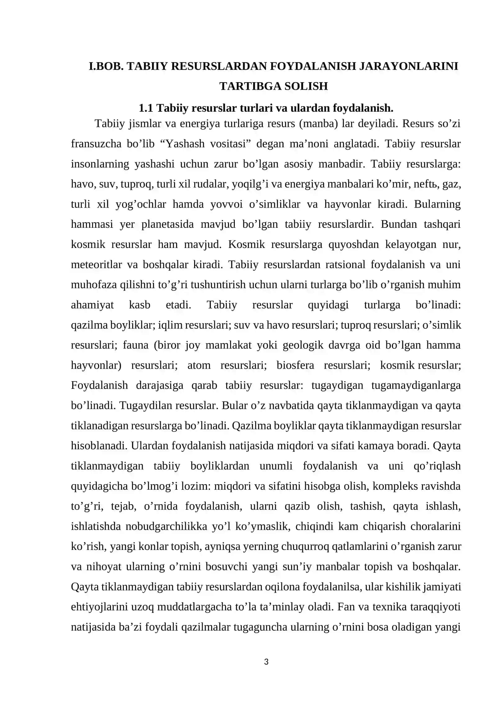 Tabiiy resurslardan foydalanish jarayonlarini tartiblash va davlatning ekologiya sohasidagi siyosati 3
