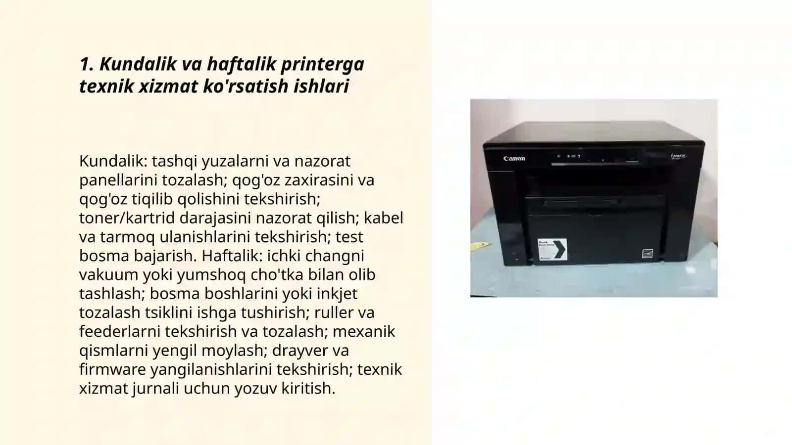 Printerga texnik xizmat koʻrsatish 3