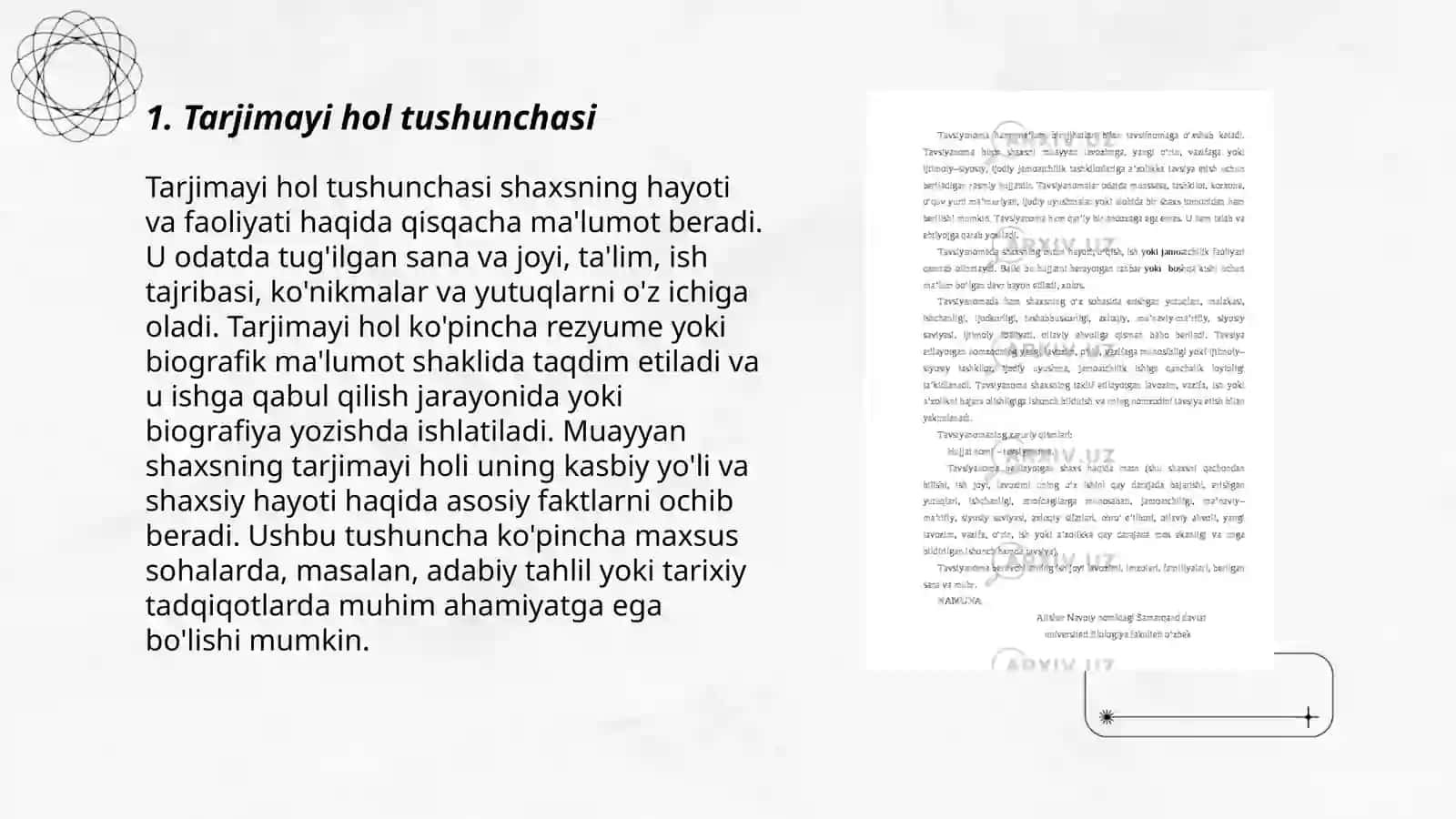 Tarjimayi hol. Bildirishnoma 3
