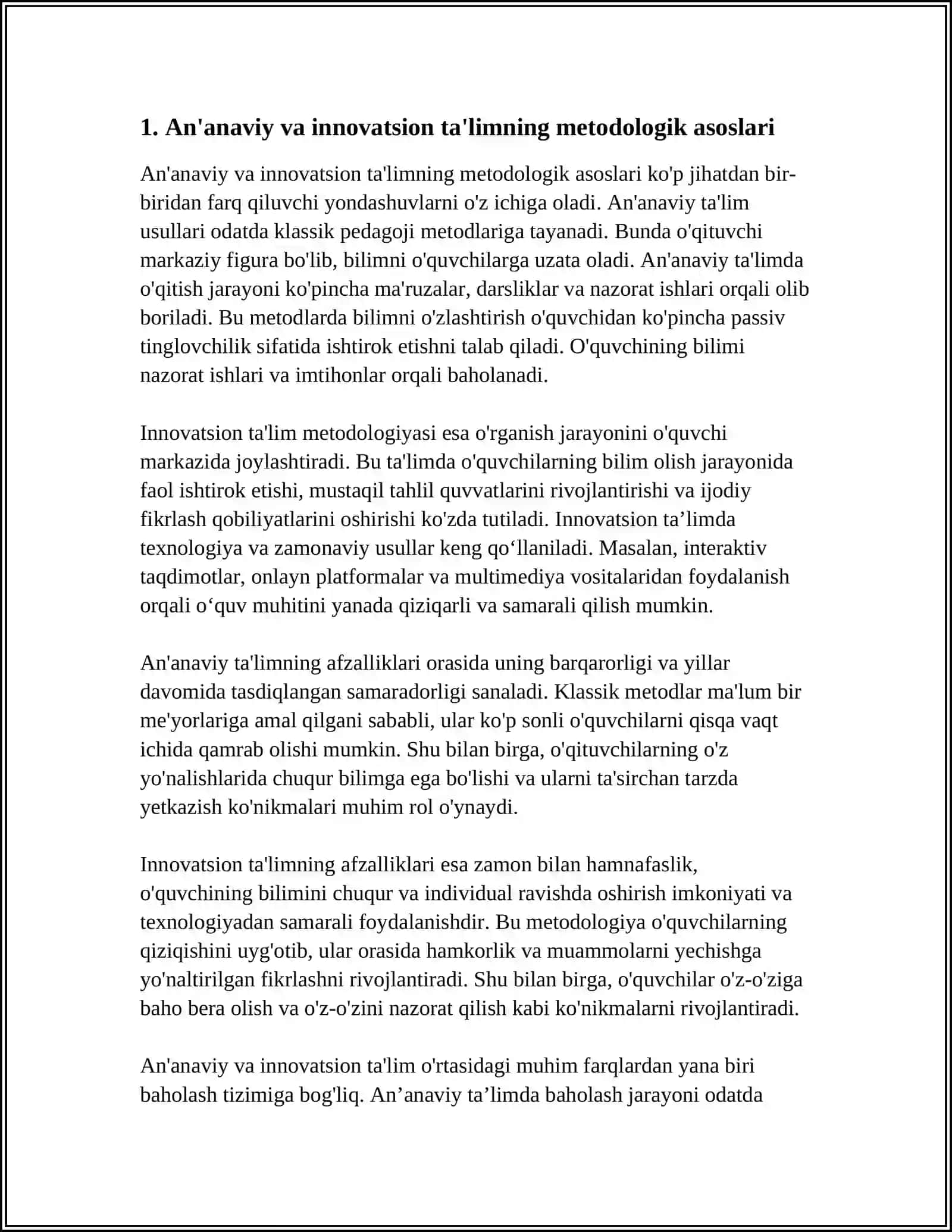 ANʼANAVIY VA INNAVATSION TAʼLIMNING QIYOSIY TAHLILI 3